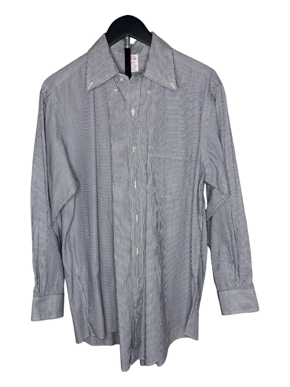 Brooks Brothers White and Blue Micro-Stripe Dress Shirt